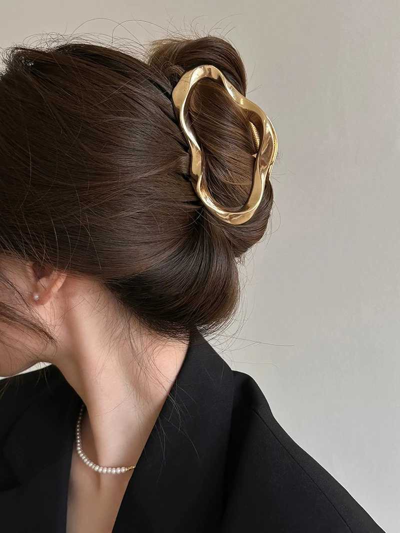 11cm alloy cloud hair claw female temperature shark clip crab gold silver fashionable hair clip crab headband accessoryT250425
