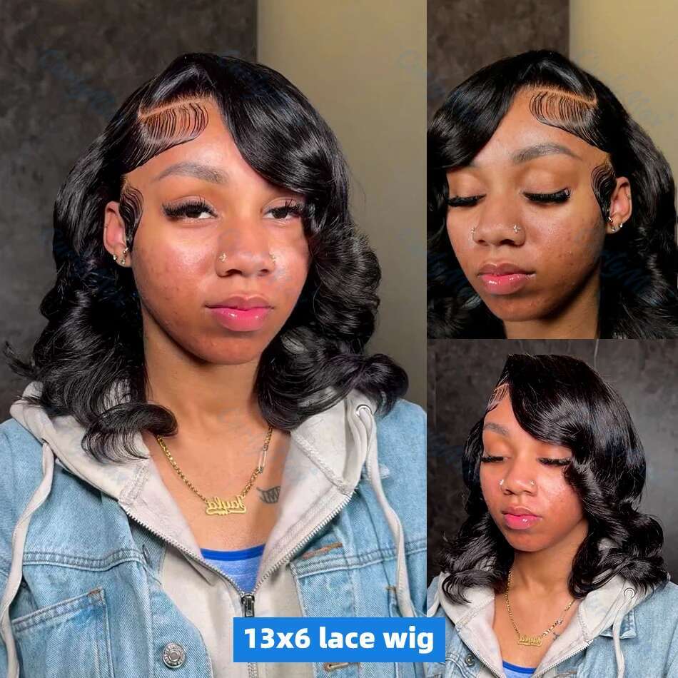 Luvin Brazilian Body Short Bob 13X4 13X6 HD Transparent Lace Front Human Hair Wigs 250% Water Wave 5X5 Closure Wig