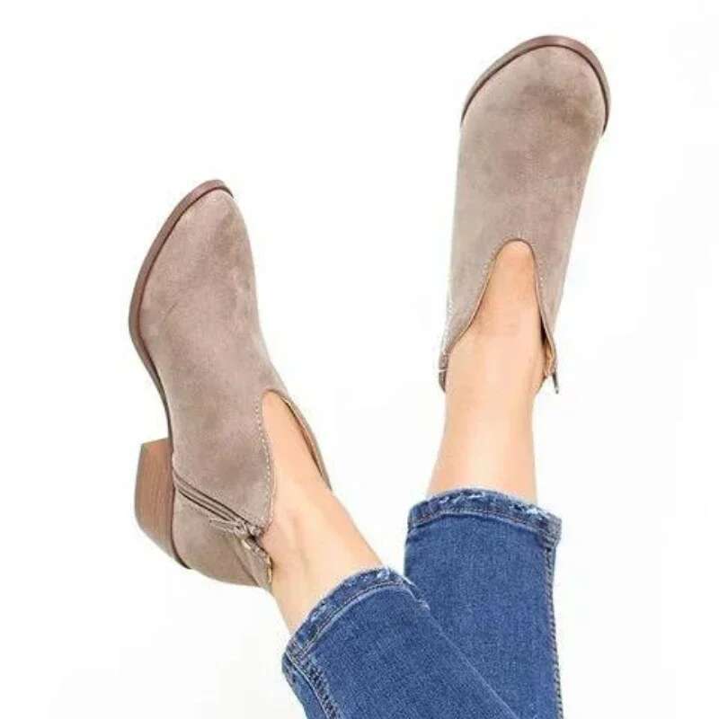 Plus Size New Ladies Leopard Print Heel Women Fashion Thick Sole Warm Ankle Boots Retro Botas Femininas