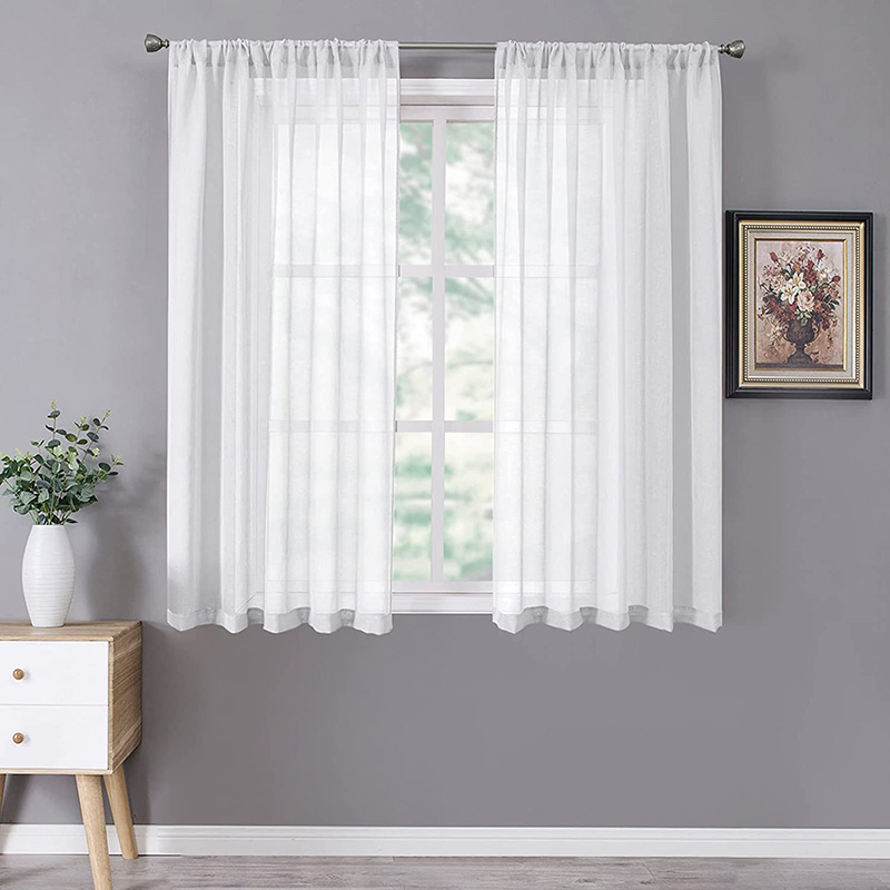 T0424 Living room bedroom light-transmitting full Dolly yarn white simple home decoration engineering yarn curtain finished product manufacturers whol