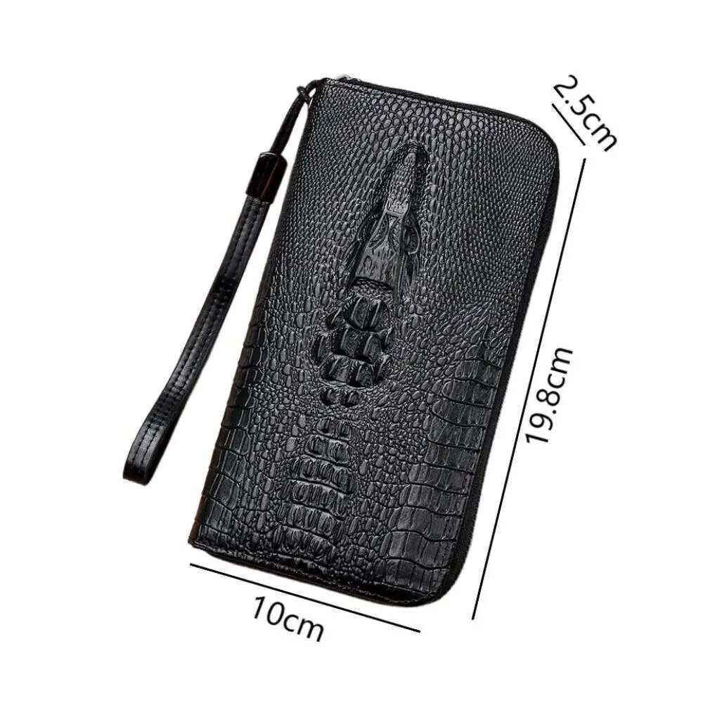 Zipper Open Long Wallet Alligator Pattern Men's Safe Clutch Waist Business Male Money Purse Card Bag Holder