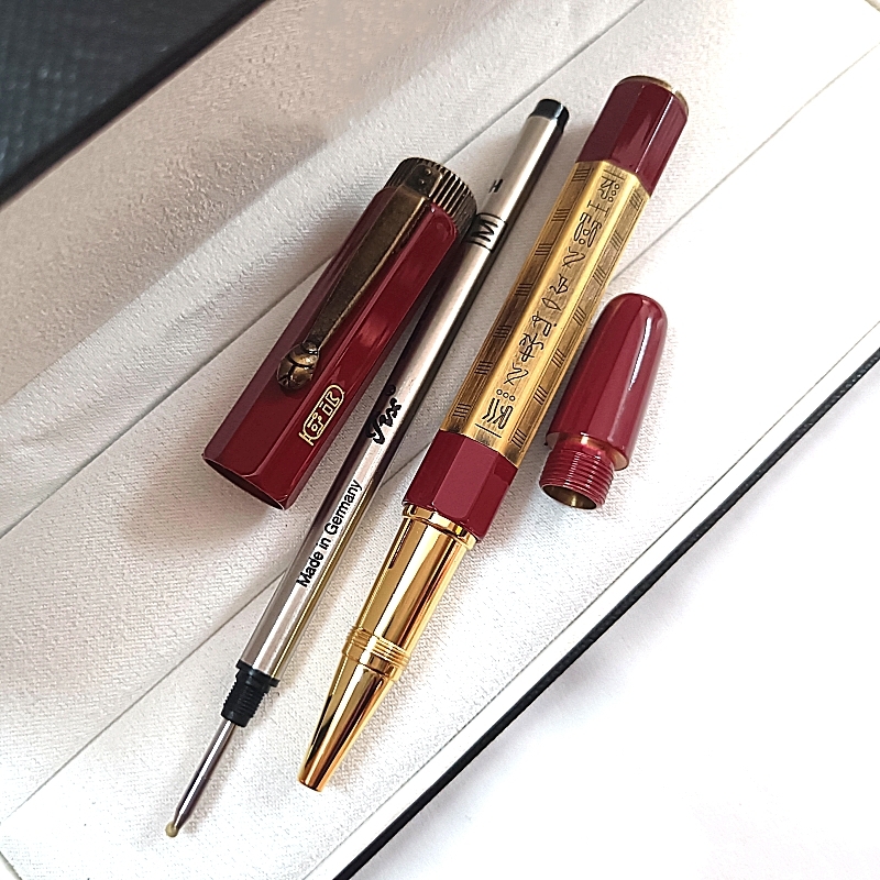Retro Inheritance Series Egyptian Style Rollerball Pen Unique Metal Carving Office School Writing Ballpoint Pen With Serial NumberQ - view 4