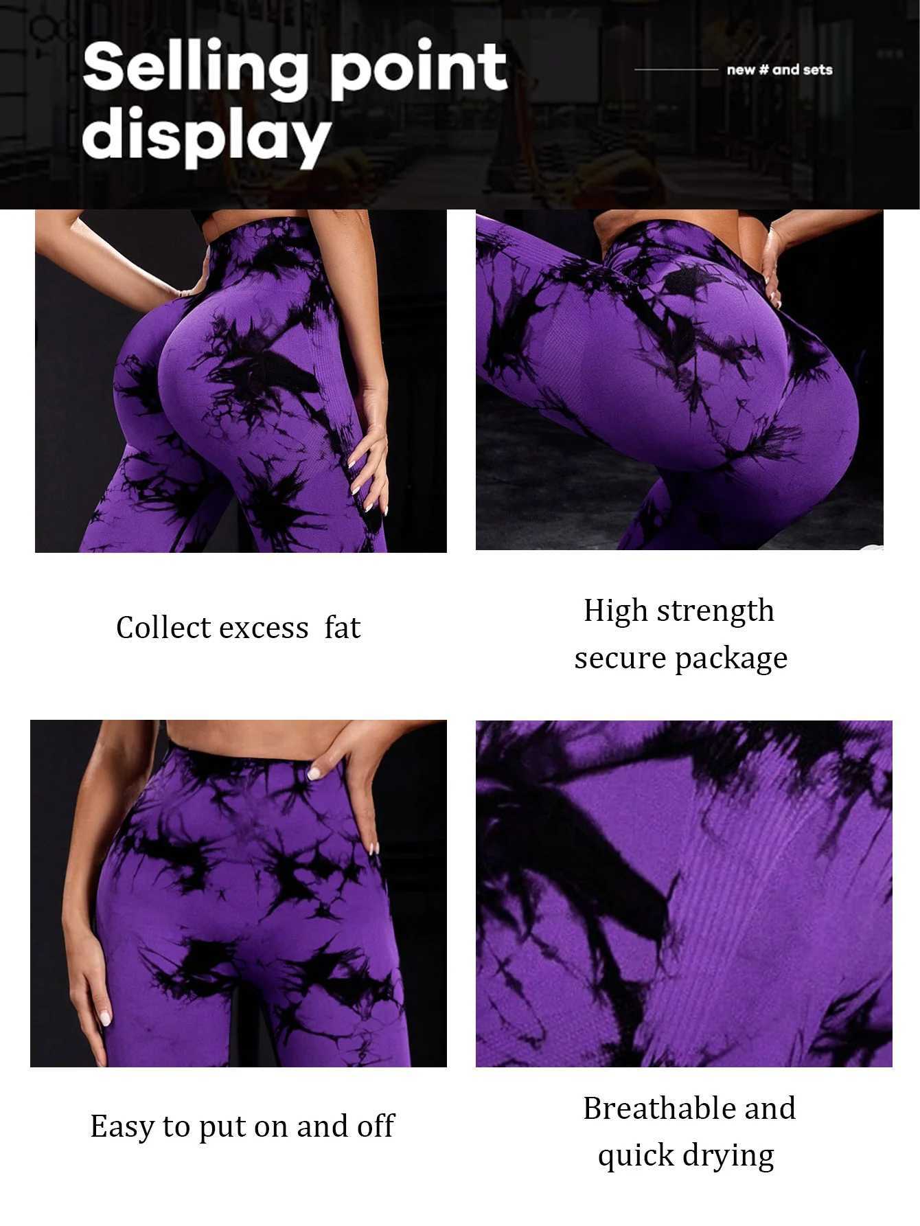 Womens yoga fashion tie dye yoga leggings seamless high stretch abdominal control gym leggings seamless tie dye leggings 2023 newC250425