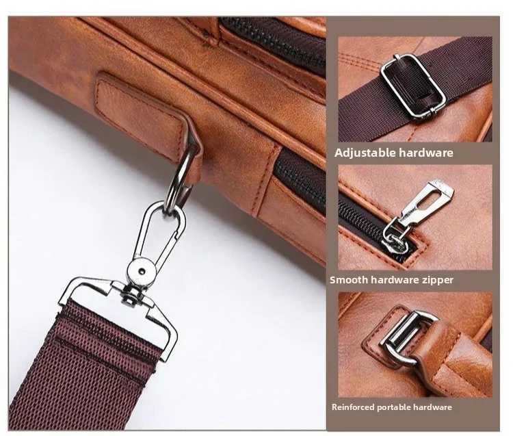 New Casual Mens Handbag Simple and Fashionable Business Briefcase Large-capacity Water-resistant Single-shouldercrossbody BagT251125