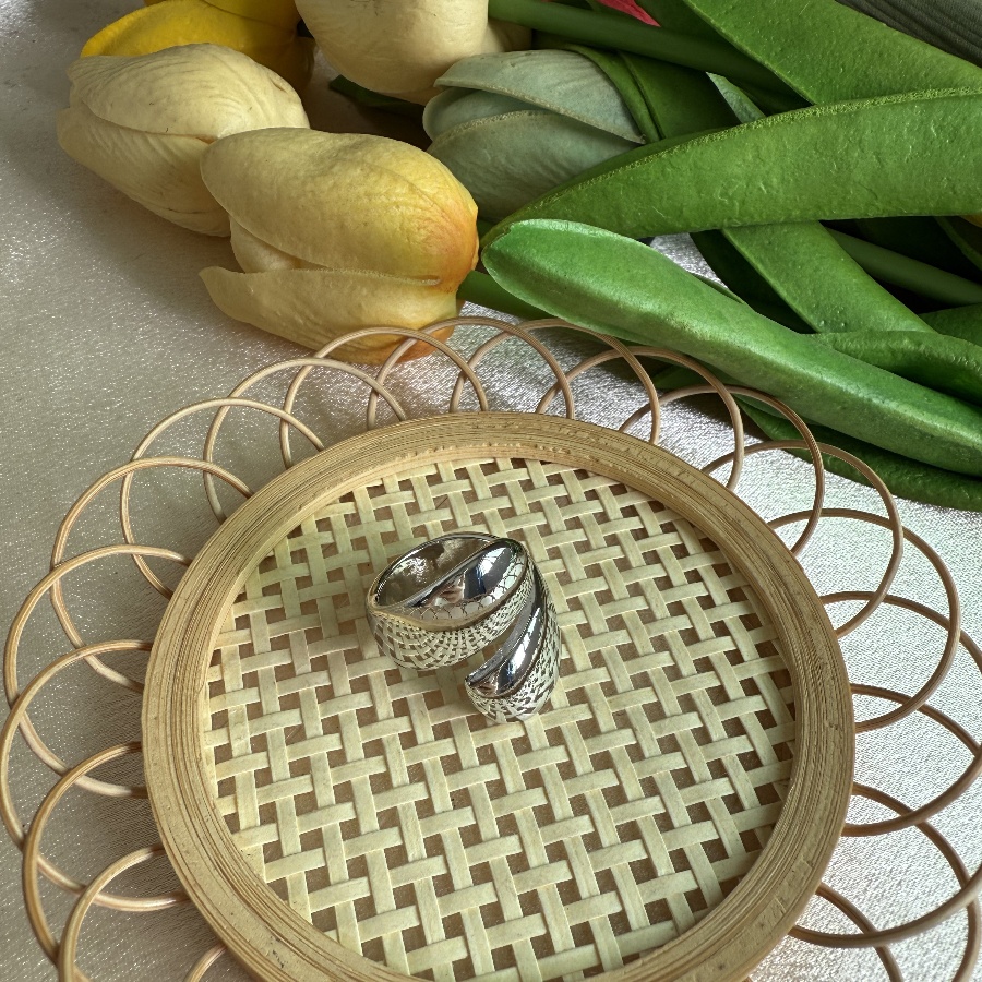 Contemporary Chunky Open Ring in Silver Eye-Catching Accents for Your Fingers