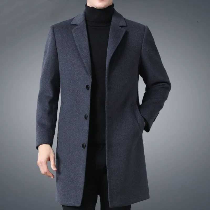 Plus Size Wool Coat for Men Classic Lapel Design Loose Fit Overcoat for Middle Aged GentlemanT251125