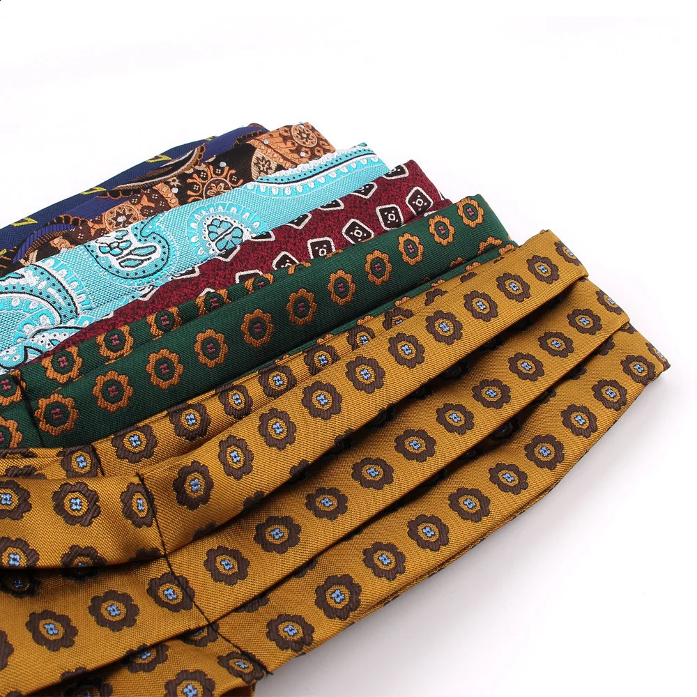 Jacquard Floral Paisley Men Cashew Tie Wedding Formal Cravat Ascot Scrunch Self British Gentleman Polyester Soft Neck Tie 250424