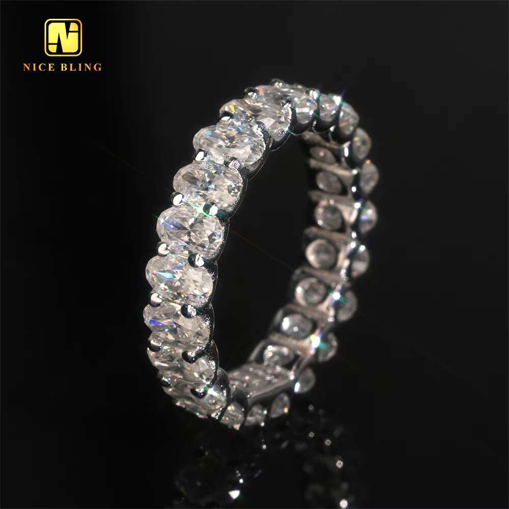 Oval Cut Silver Plated Wedding Ring VVS Moissanite 925 Silver Rings Daily Jewelry Diamond Engagement Ring for Women Men