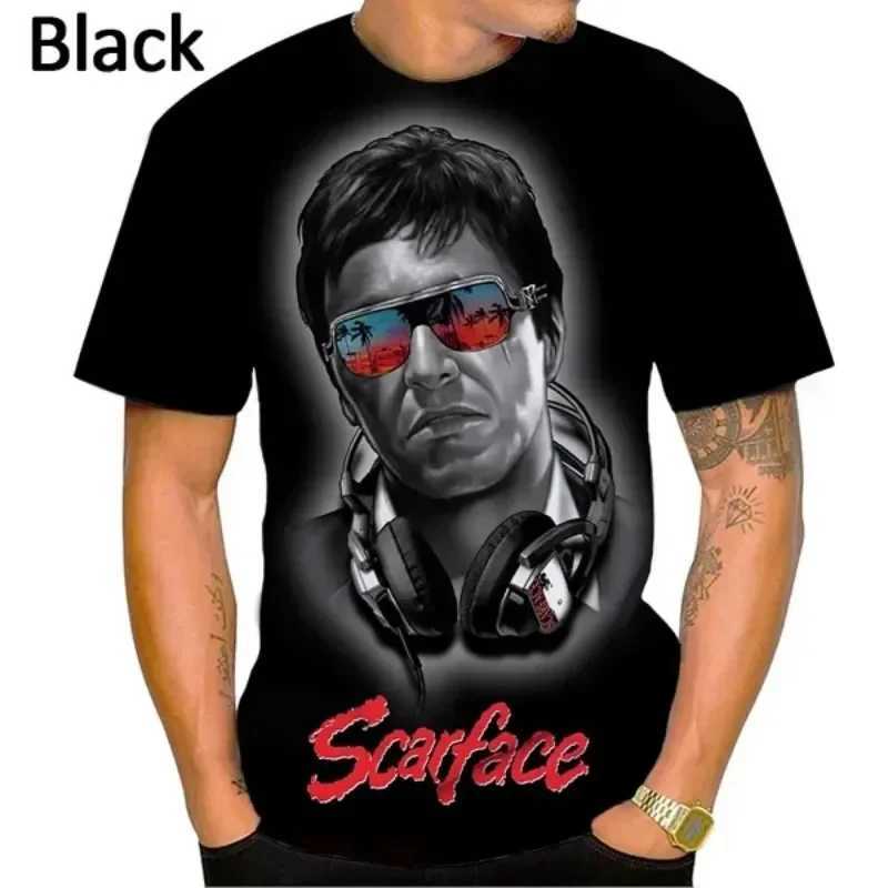 New fashion movie scar face 3D printed T-shirt summer mens casual Harajuku style T-shirt oversized street childrens Y2k top W250425