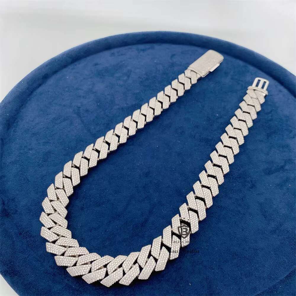 Buss Down Gra Certificates 18mm 4 Rows Moissanite Diamonds Ice Hiphop Heavy Big Cuban Link Chain