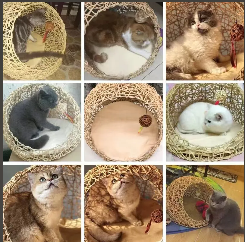 Cat Nest Summer Four Seasons Universal Vine Weaving Kitten Bed Cat Supplies Pet House Toys Detachable Washable Dog Nest Cool