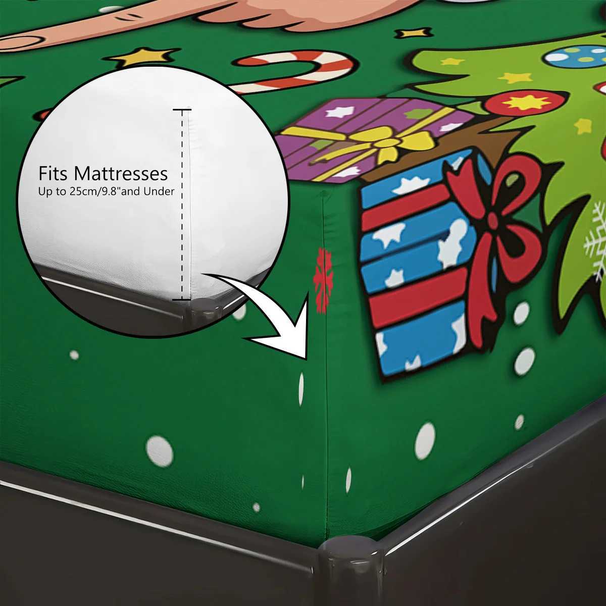 Christmas 3pcs green Christmas tree 67 element printed coreless bedsheet set multi size bed cover bedroom bedding holiday decorations Y251126