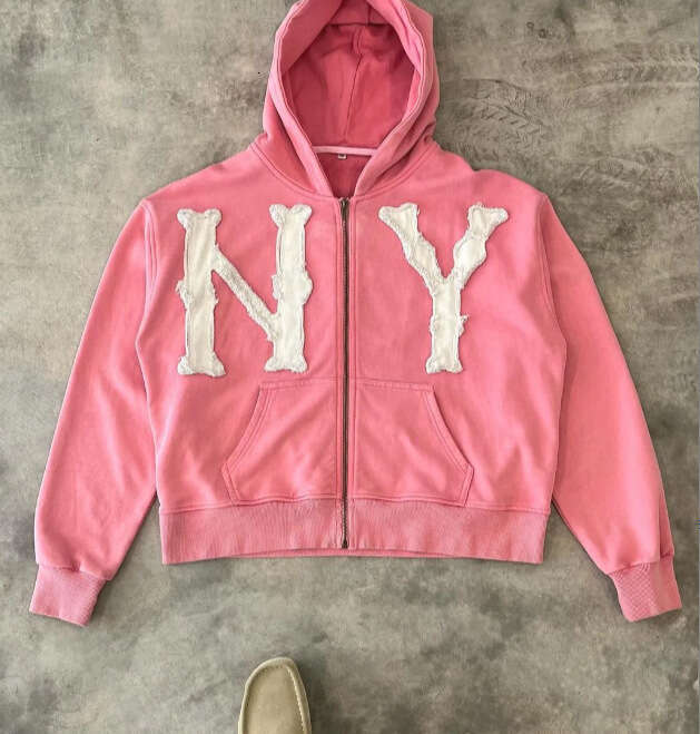 European American Spring/Summer Wholesale Embroidered Hooded Cardigan Full Chain Loose Men's Women's Trendy Brand Hoodie Jacket 2025 New Sty