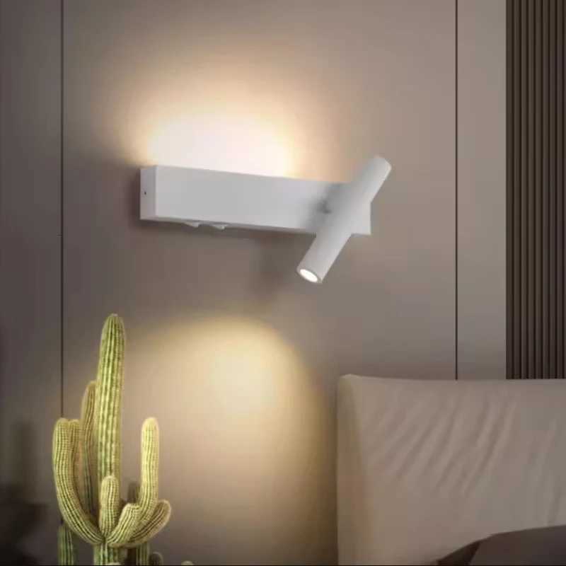 Bedroom bedside LED rotating with switch wall light ambient light modern and simple living room background corridor M251126