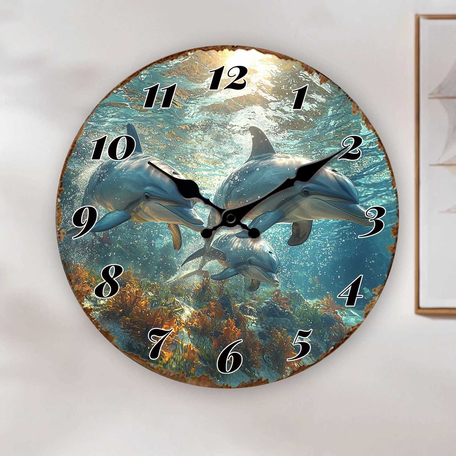 Underwater Dolphins Wall Clock Ocean Life Theme Decor C251126