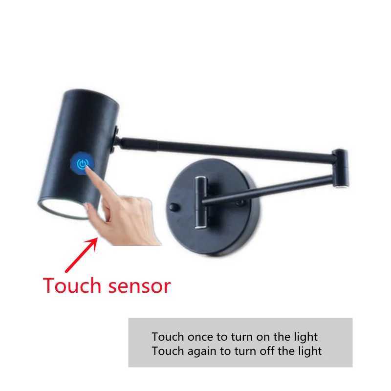 Modern Touch Sensor Adjustable Swing Long LED Wall Lamps Internal Wall Washer Household Bedroom Switch Decor Sconce Lights M251126