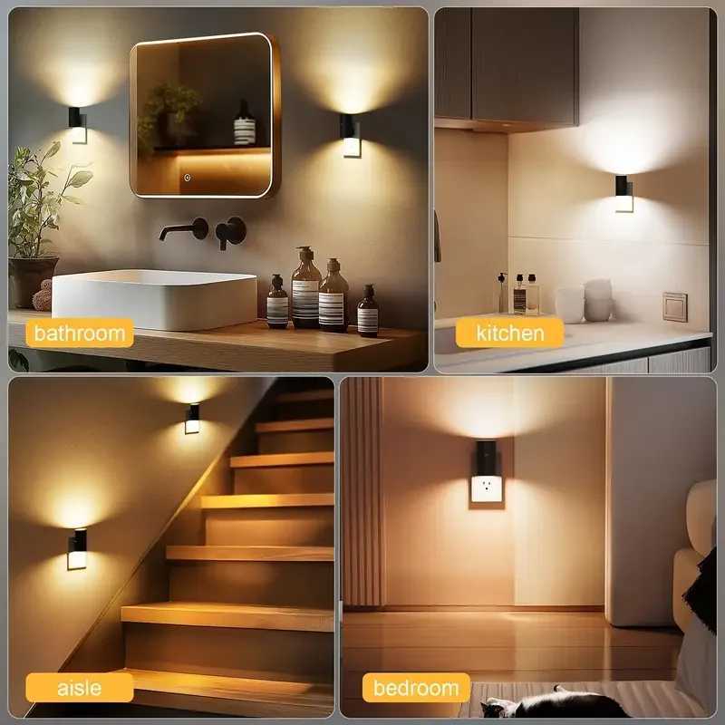 1/2/4 PCS LED Night Light with Dusk To Dawn Sensor Plug-in Wall Mounted Night Light Suitable for Bedrooms Corridors Stairs M251126