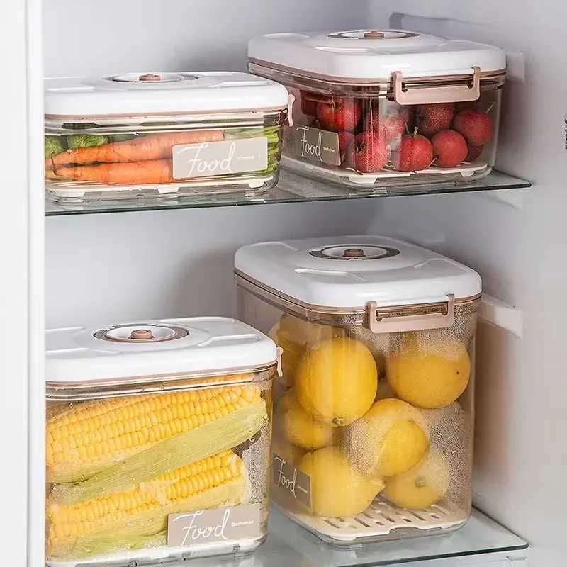 Vacuum storage box sealed grain tank household fresh-keeping box refrigerator drainable food storage container Kitchen Organizer Y251126