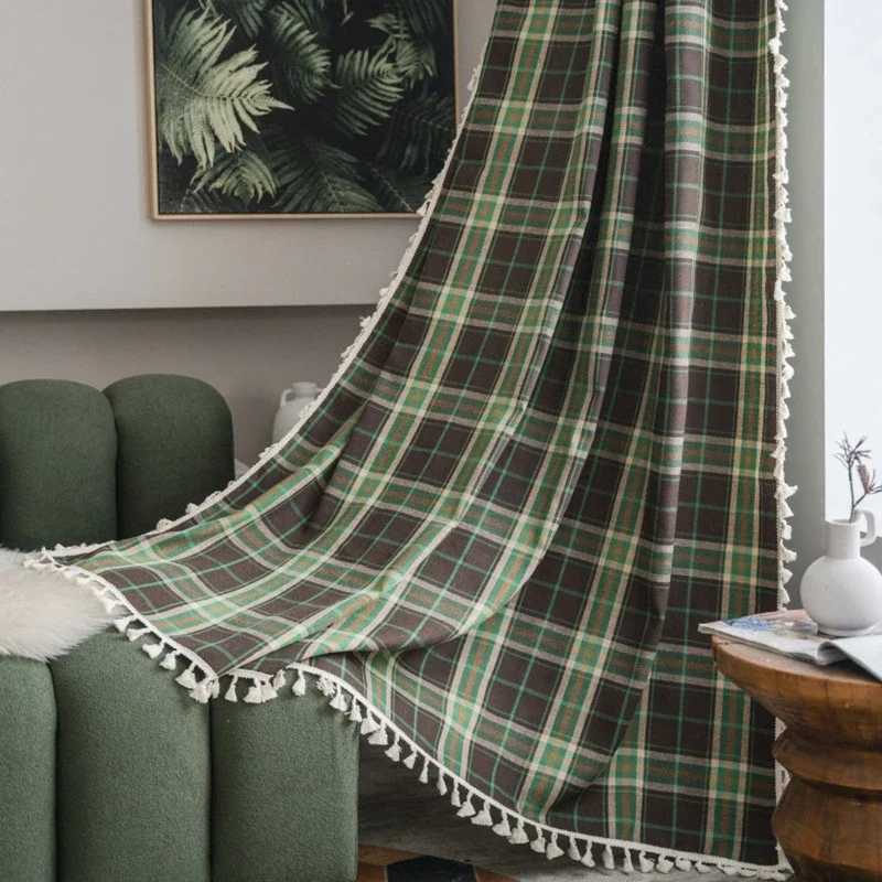 Christmas Christmas Red Green Plaid Curtain Finished Wholesale Vintage Small Window Kitchen Curtain Semi-blackout Bay Window Curtain Y251126