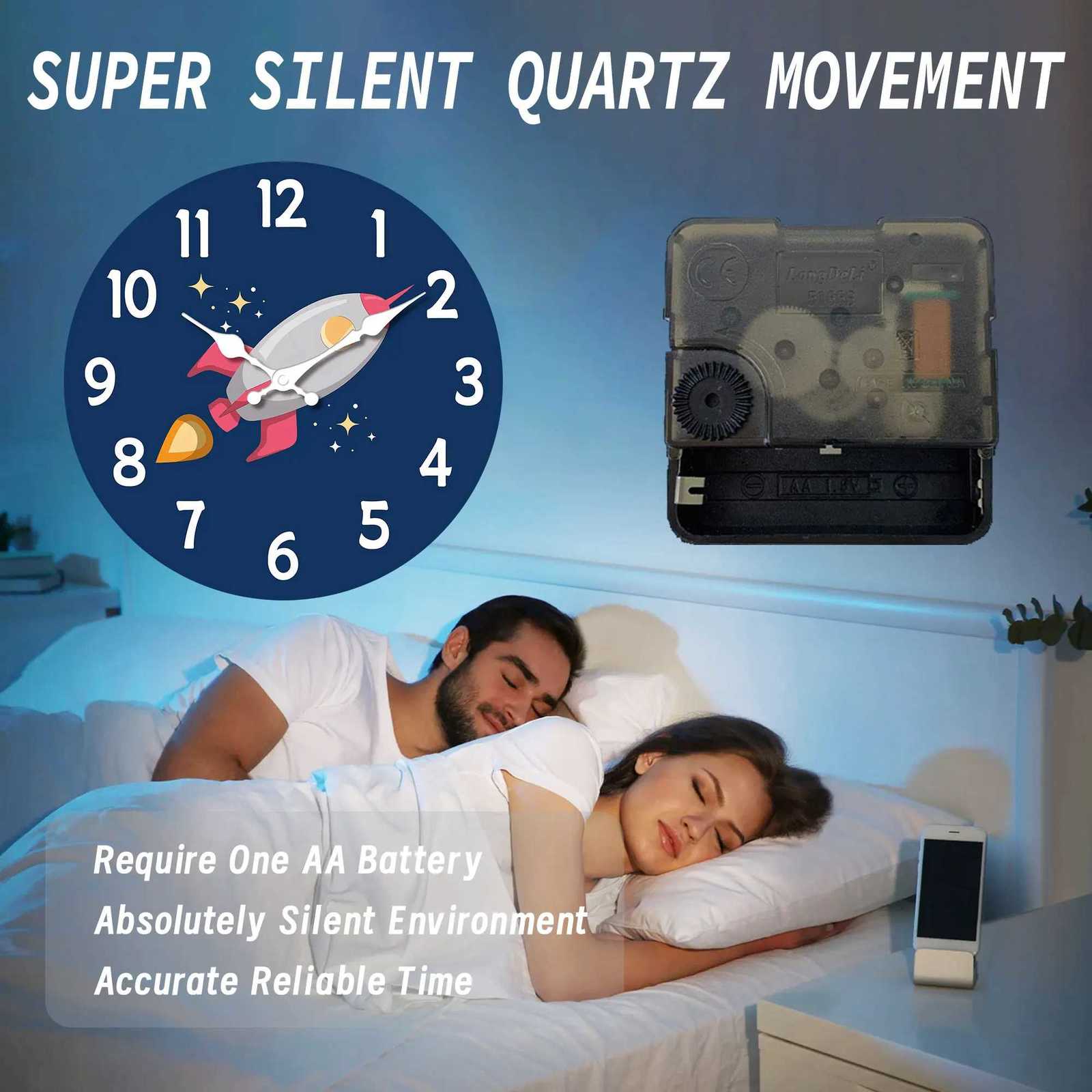 1pc 12 inch wooden wall clock space rocket design cartoon wall clock silent clock suitable for living room bedroom room deco C251126