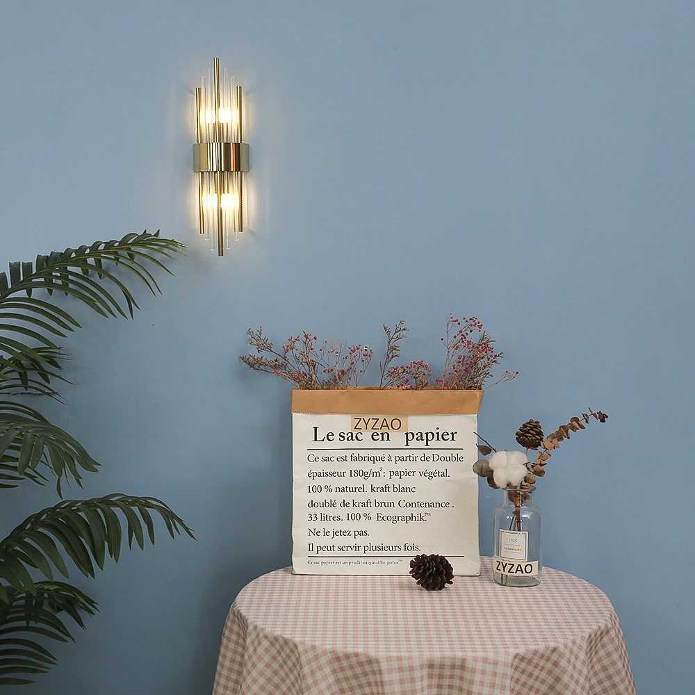 Light Luxury Wall Light Luxury Crystal Wall Lamp Decor for Living Room Bedroom Bedside FixturesTV Background Sconce Wall Lamps M251126
