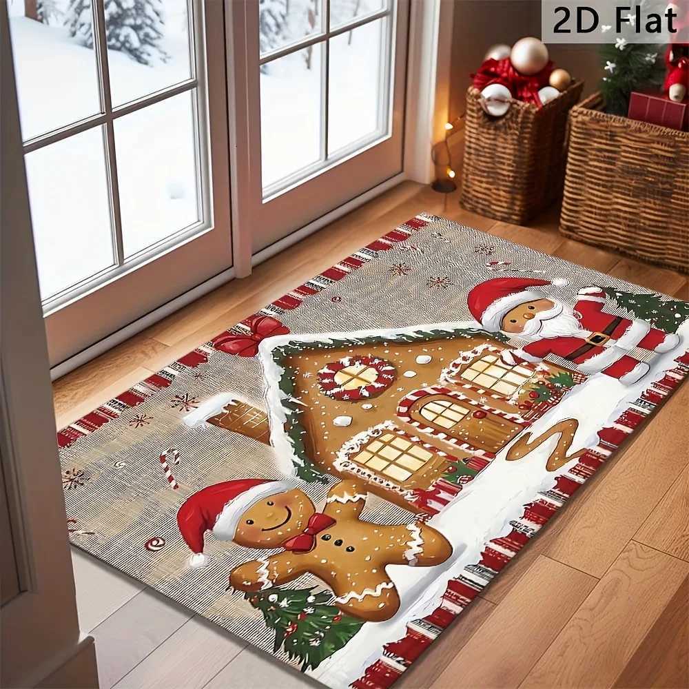 Christmas Door Mat Plaid Pattern Welcome Rug Festive Home Decor Mat Non Slip Floor Protector for Xmas Entrance Outdoor RugM251126