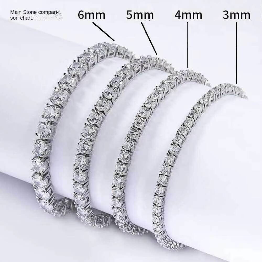 Wholesale Custom Mens Tennis Bracelet European American Hip-Hop Style 925 Silver Mosan Moissanite Cross-Border Brand Name