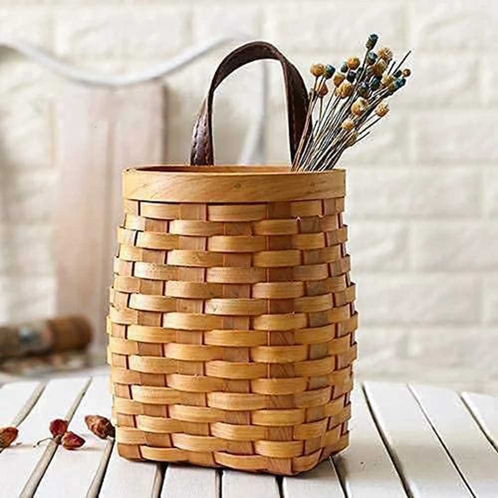 Wall Hanging Storage Baskets Wall Decorative Plant Flower Pot Bamboo Storage Basket for Home Garden Wedding Farmhouse Decoration Y251126
