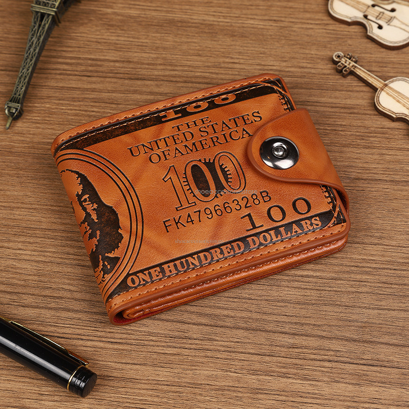 PT009,2025 New Designer USD Pattern Men's Wallet Ultra Light PU Bag Functional Multi Card Slot