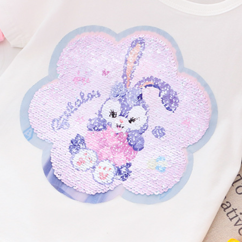 Disney baby designer clothing short sleeve clothes Color changing sequin short sleeve cotton T-shirt Summer children's clothes Baby girl casual w