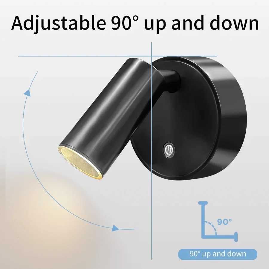 Rechargeable LED Wall Lamp Touch Night Lights Wireless Magnetic Spotlight 360 Rotation For Bedroom Bedside Reading Lighting M251126