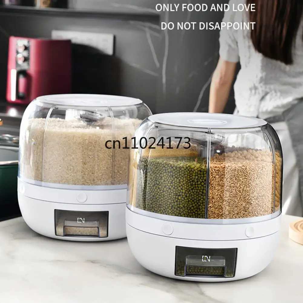 Storage Holder Large Capacity One Button Opening Rotating Good Seng Food Grade Storage Detailed Division Design Grain Jar Y251126