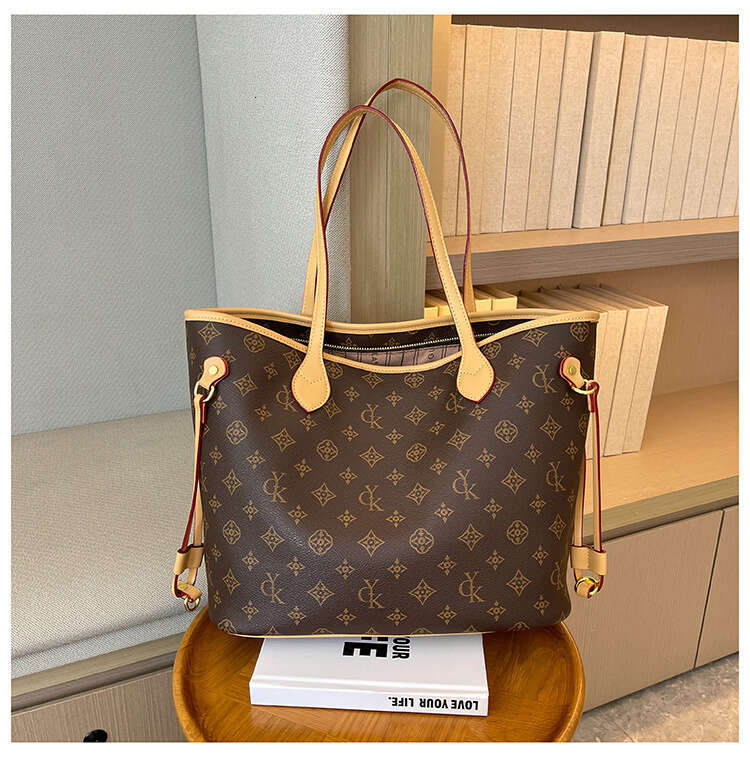 Tote New Retro Print Women Versatile Color-Block Handbag Large Capacity Commuter Shoulder Women's Bag