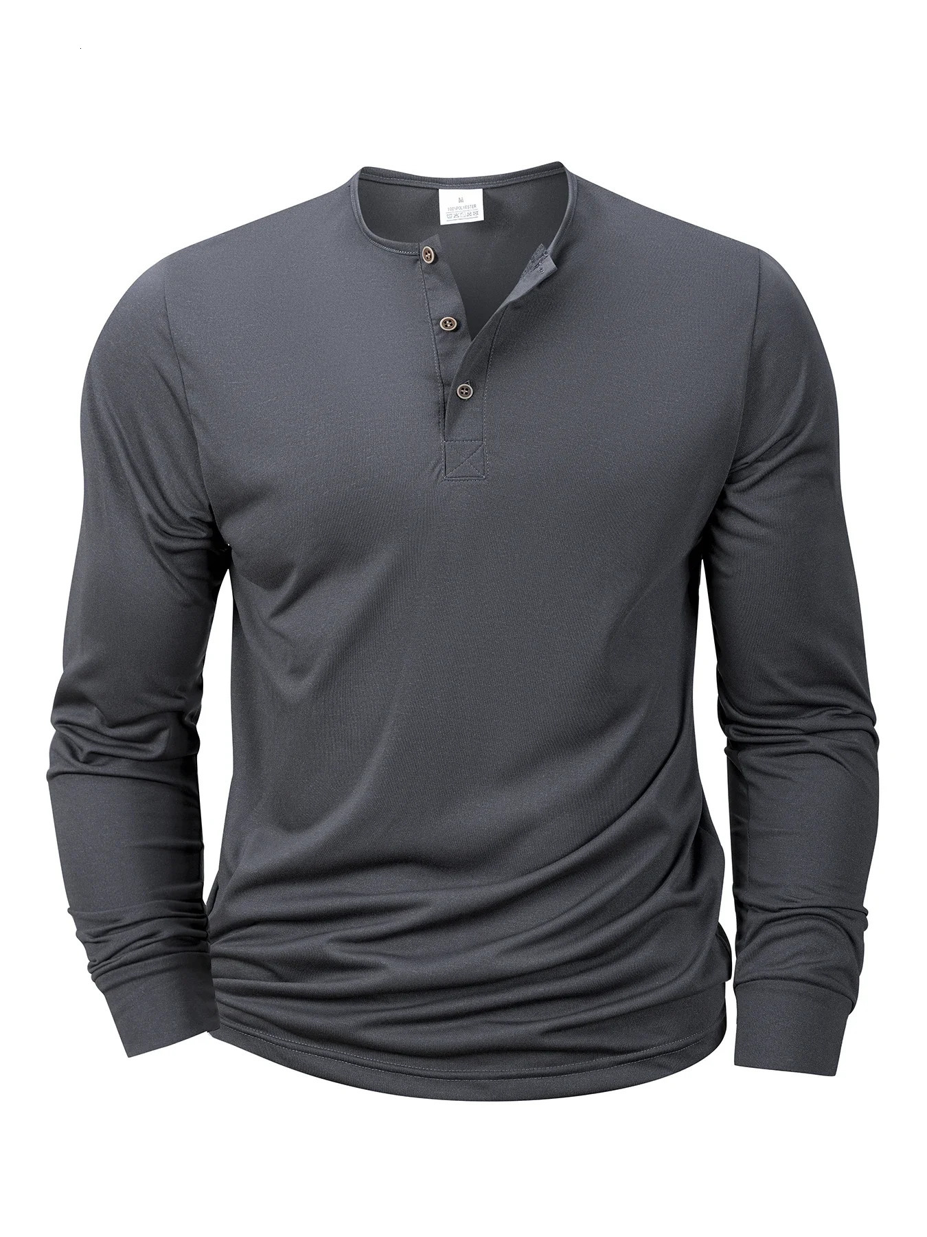 Mens Long Sleeve Henley Neck T-shirt Slim Fit Bottoming Tshirt Casual Button Shirt Comfortable Fitness Tee Cozy Top 251125