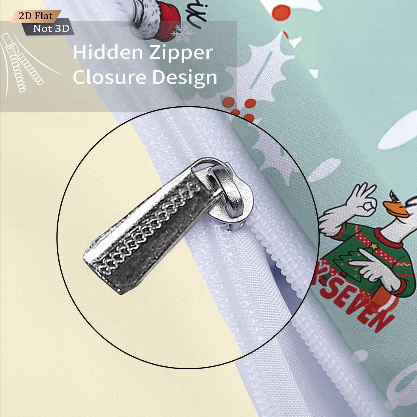 Christmas 3pcs Merry Christmas cartoon goose print coreless duvet cover set multi size bedroom bedding holiday decoration machine washable Y251126