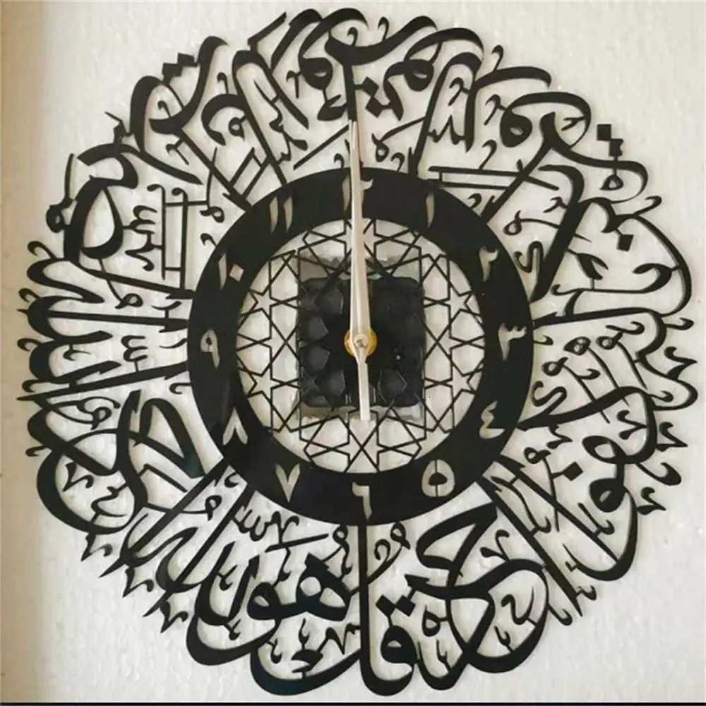 Decor Mirror Pendulum Muslim Art Calligraphy Islamic Quartz Wall Decor Wall Clock Acrylic C251126
