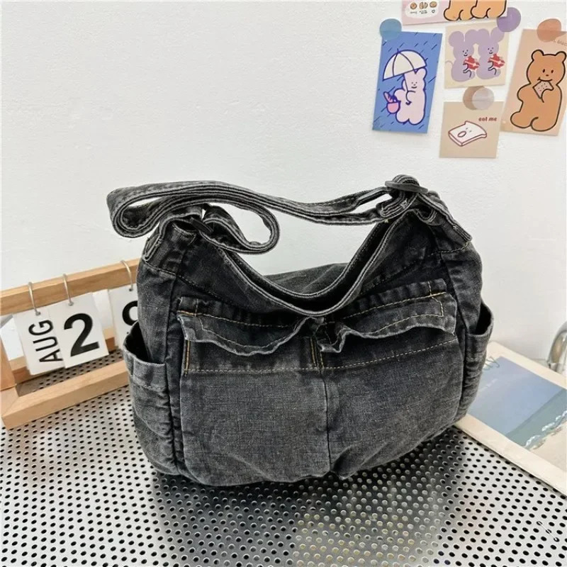 Denim Vintage Messenger Bag for Women Tote Handbag Fashion Jeans Crossbody Shoulder Bag Large Capacity Causal Ladies Satchel Bag 251124