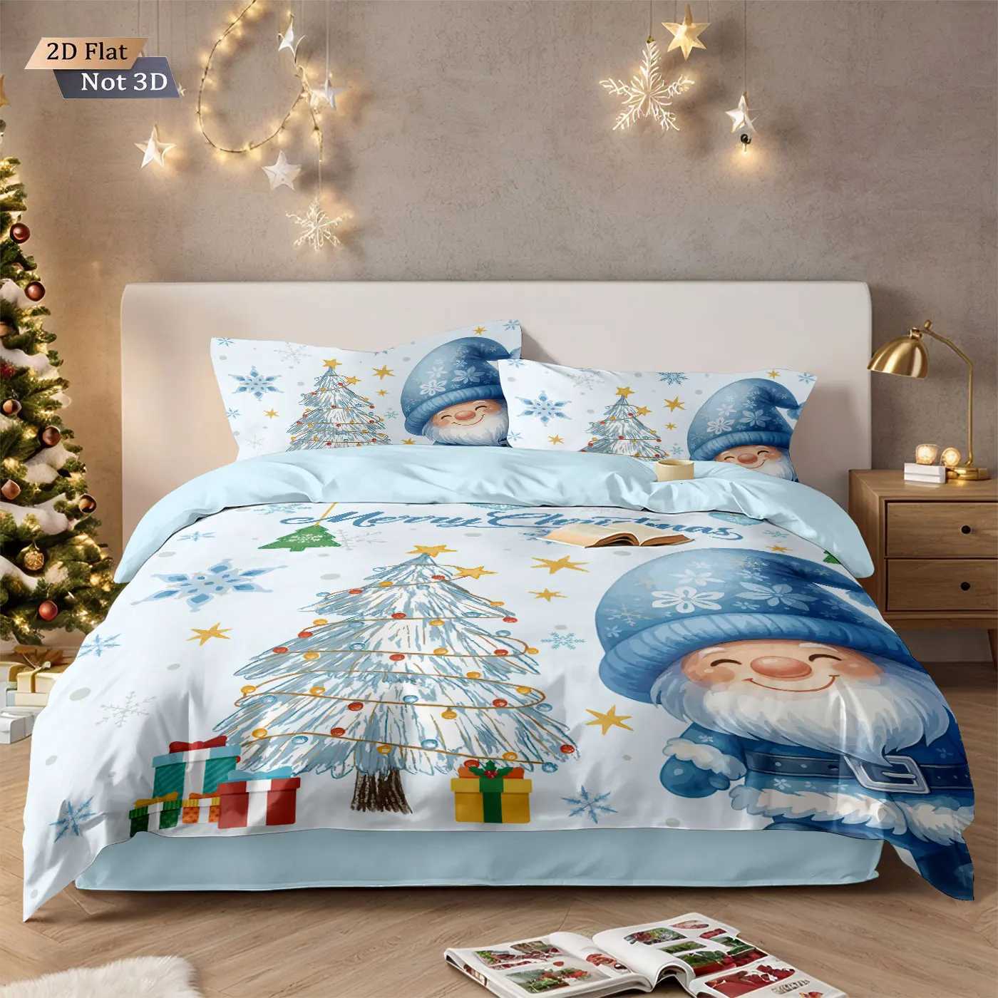 Christmas 3pcs Merry Christmas Blue goblin print coreless duvet cover set multi size dormitory bedding holiday decoration machine washable Y251126