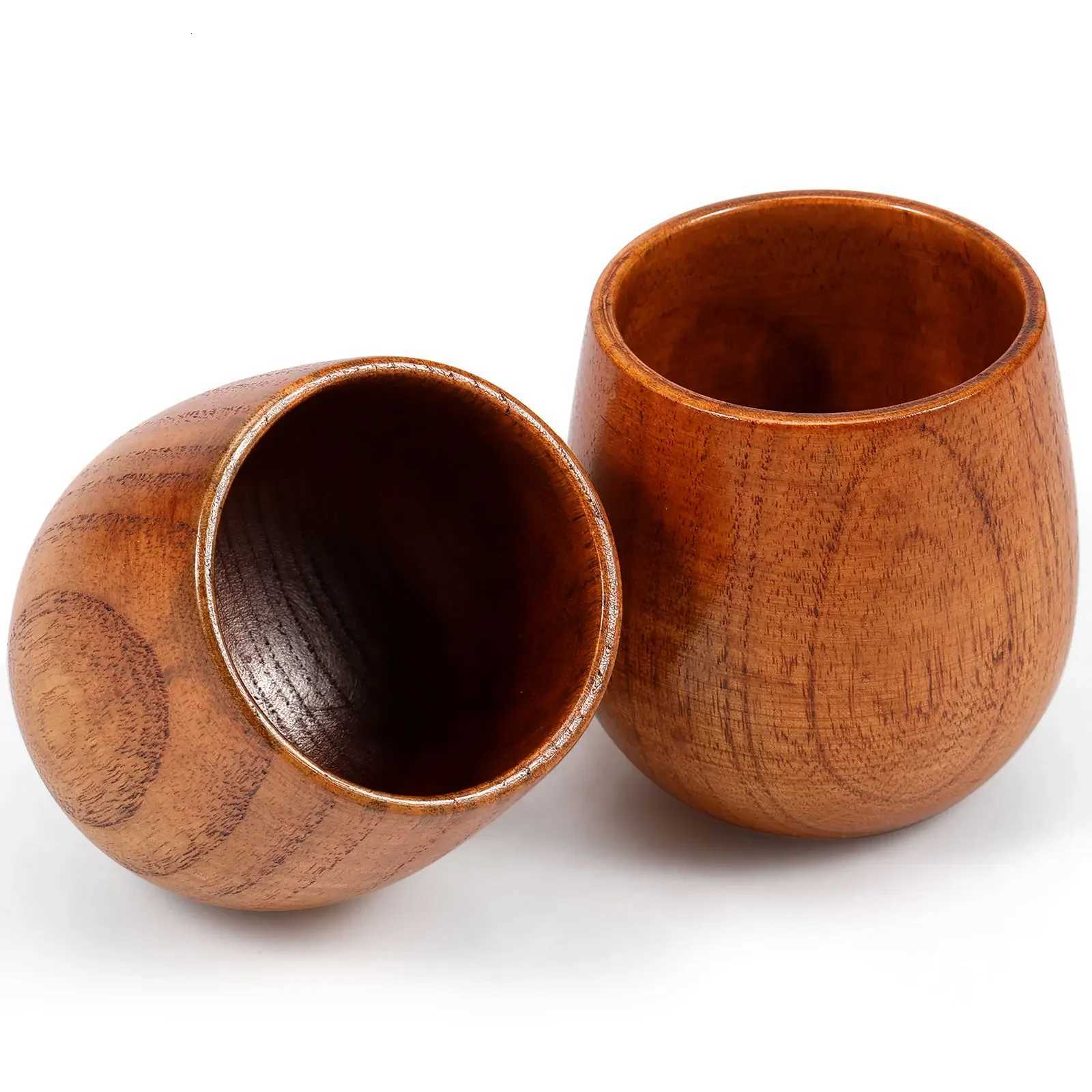 2 Pcs Wooden Bourbon Drinking Glass 250ml Wooden Whiskey Tumbler Creative Vintage Wooden Bourbon Glasses Set Men Dad Presents C251126