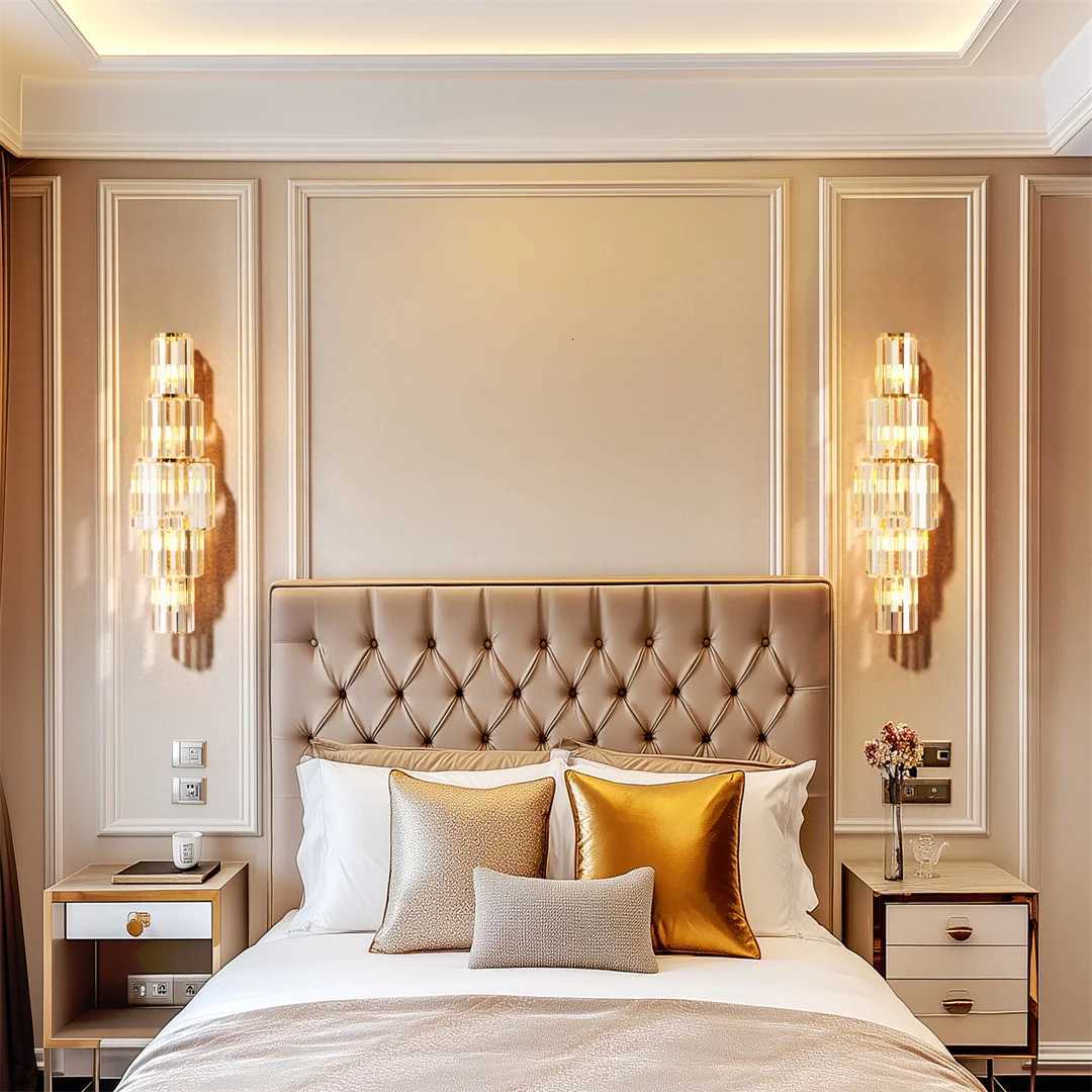 LUVODI Modern Crystal Wall Lamp 3-Layer Wall Crystal Sconce Light E14 Led Corn Lights M251126