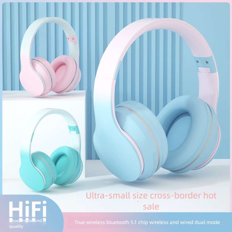 Famous Brand DR Gradient Color Wireless Bluetooth Over Ear Children S Gaming Online Class Call E Sports Headphones Cross Border Hot Item