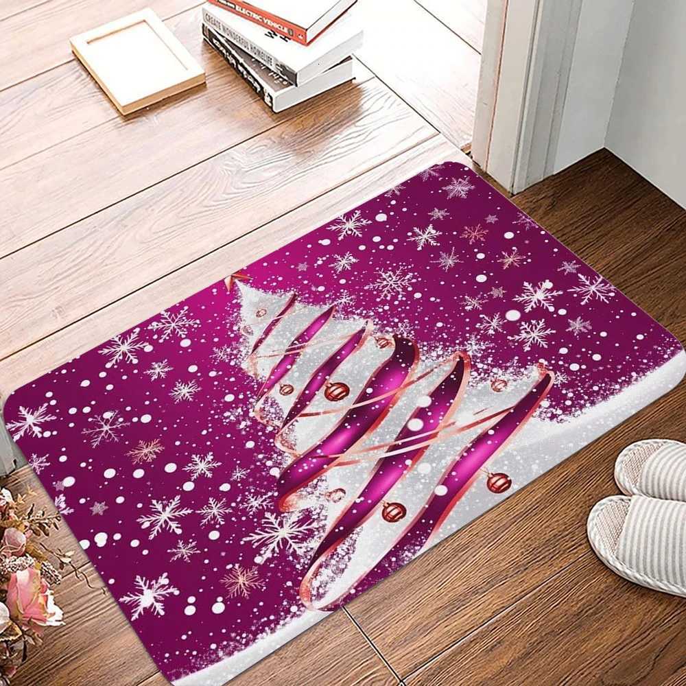 Doormat Front Door Welcome MatChristmas Tree Shining Santa Tree Non Slip Carpet Entryway Indoor Floor MatM251126