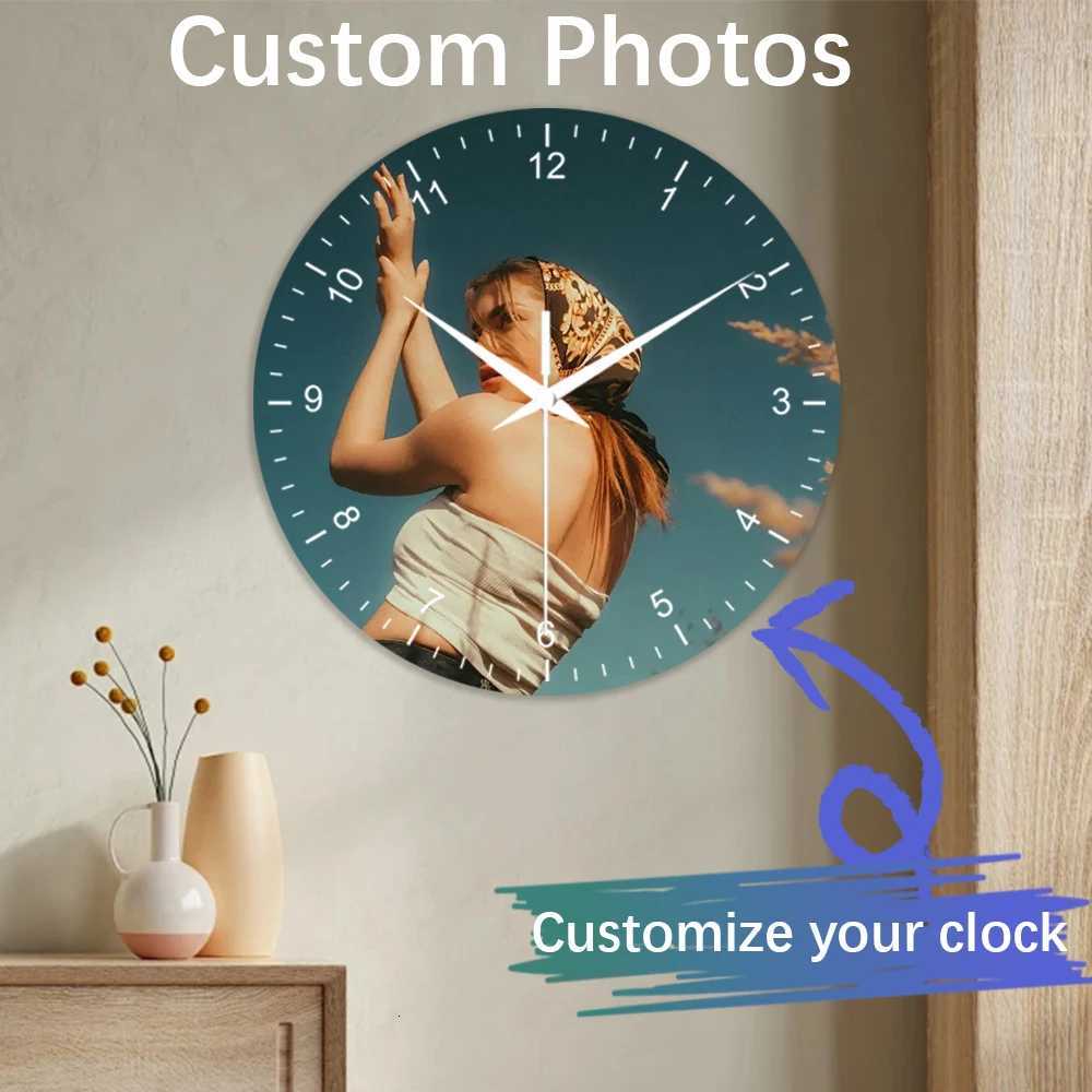 1pc Personzed Quartz Wall Colck Custom Your Photo on Clocks for Wall DecorationGift for Your Family Friend Petslovers C251126