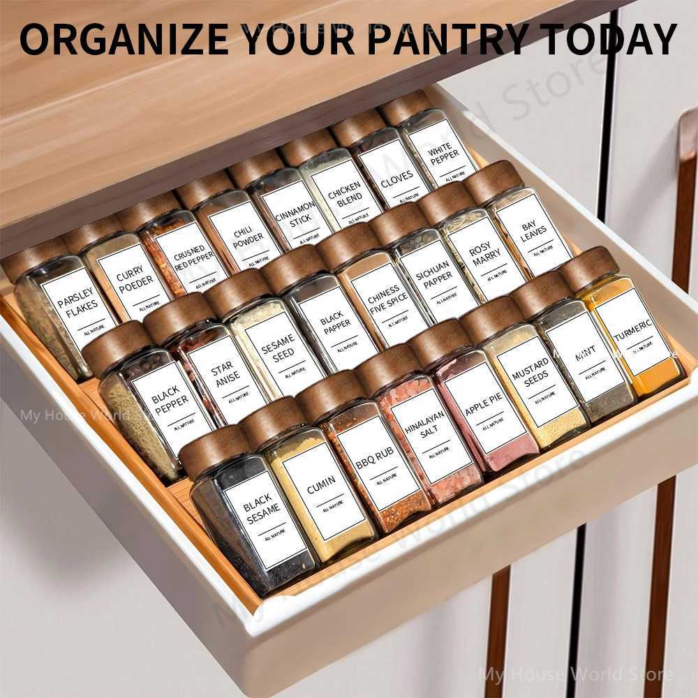 13Pcs Glass Spice Jars with Bamboo Lids 4oz Glass Jars Spice Jar Set Seasoning Jars Organizer Storage Bottles for Spice Rack Y251126