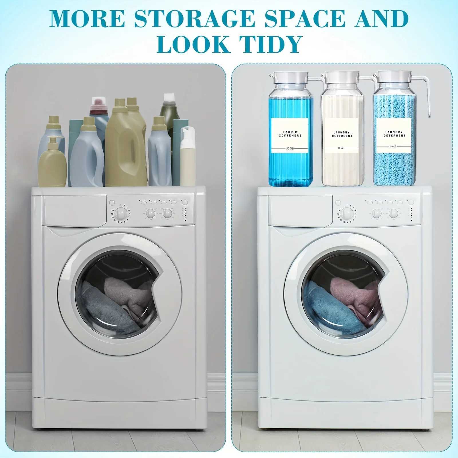2 Pcs Laundry Detergent Dispenser Fabric Softener Dispenser Organizer Box with Measuring Cups Laundry Soap Bleach Container Y251126