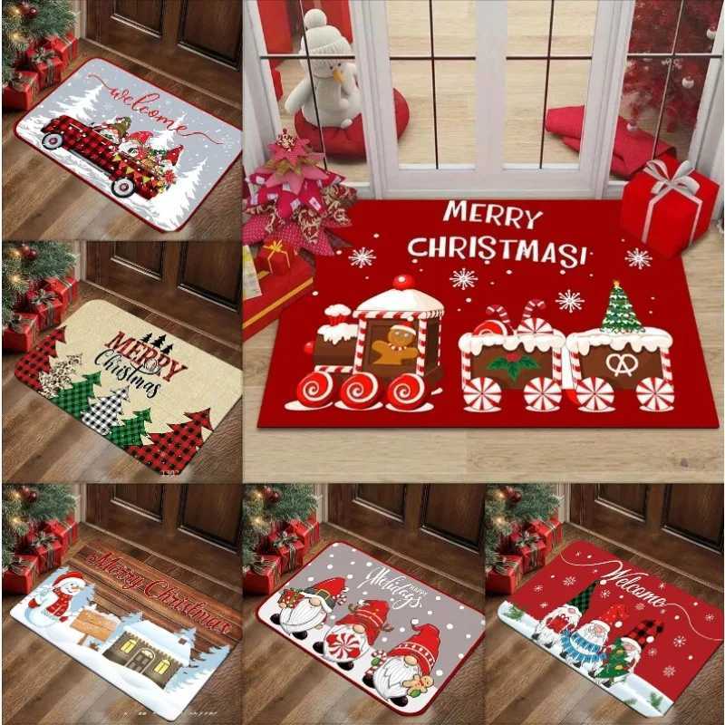 Christmas Decoration Carpet Gingerbread Man Biscuit House Dwarf Printed Rug Porch Entrance Welcome Doormat Christmas GiftsM251126
