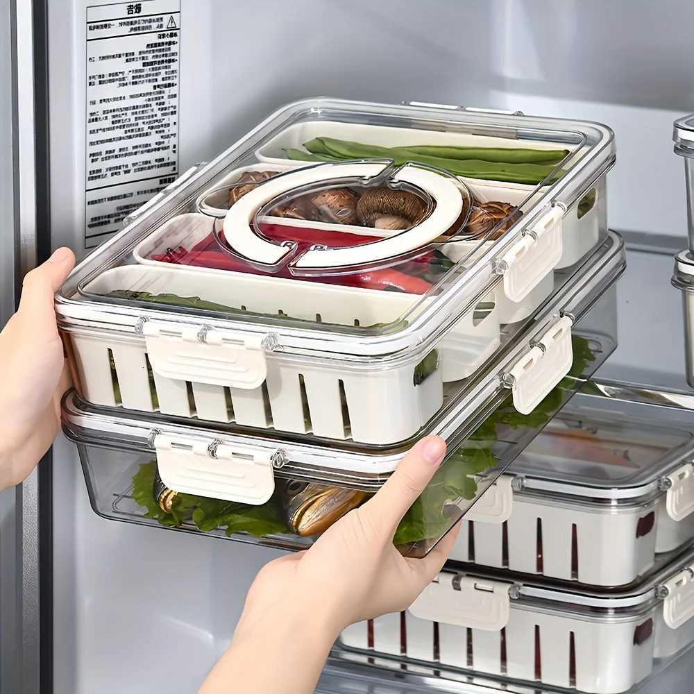 Snack Tray with Handle Portable Snackle Box Container Veggie Serving Tray for Travel Party Refrigerator Organize Box Y251126