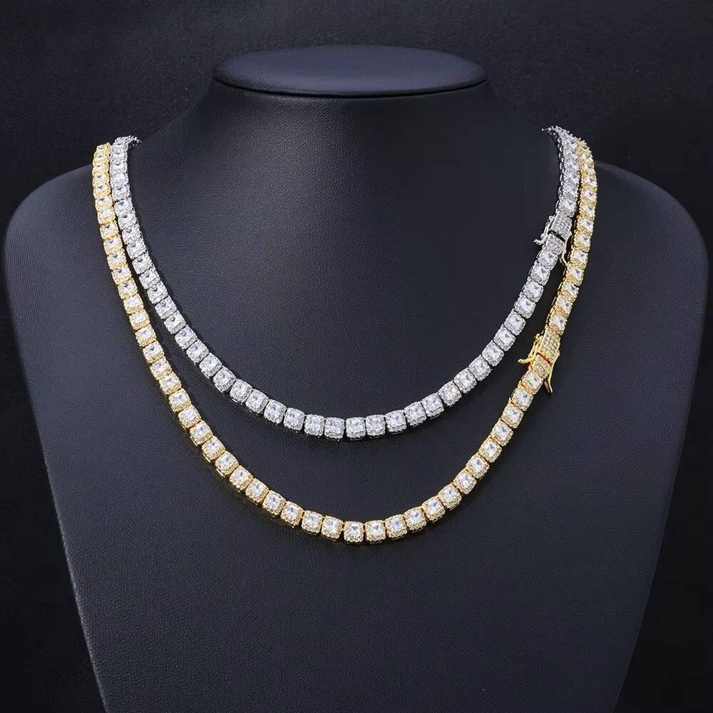 Fine Jewelry VVS Moissanite Tennis Chain Womens 6mm 925 Sterling Silver Iced Out Diamond Tennis Necklace Unique Gift