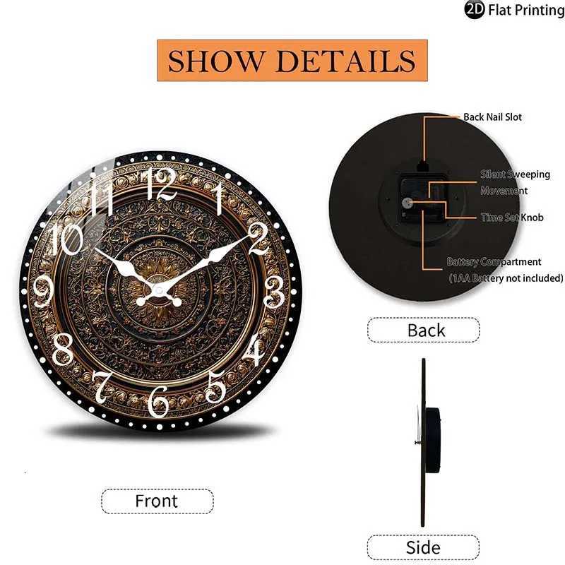 Wooden Silent Wall Clock nate gold wall clock intricate patterns Quartz Analog Clock FarmhouseOffice Idea Christmas Halloween C251126