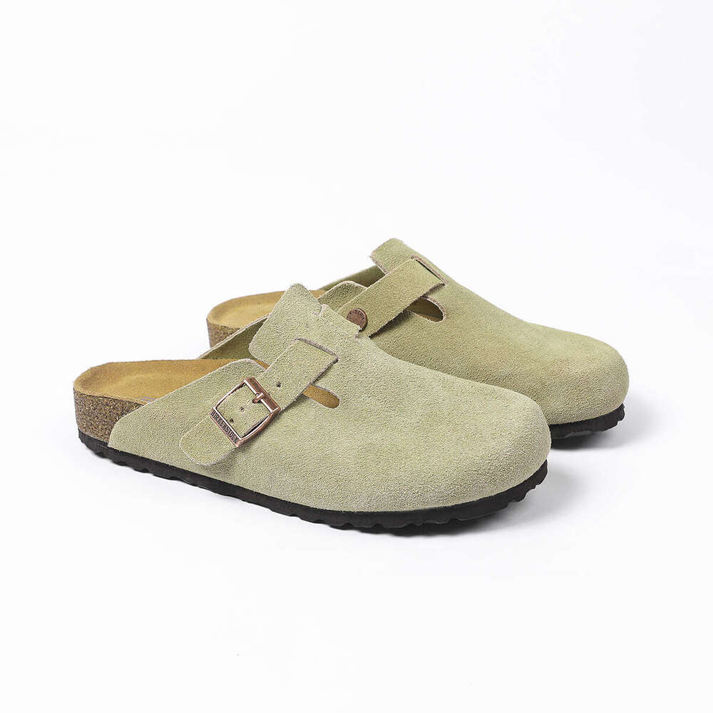 Full cowhide men's and women's outerwear, half dragged cork shoes, toe caps Boken slippers, Boston
